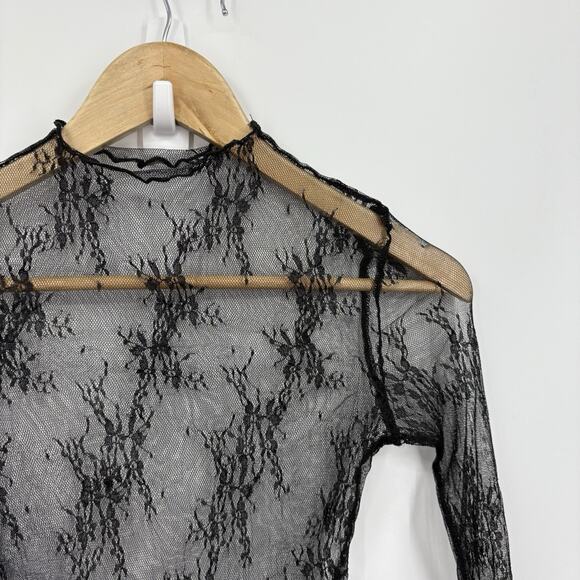 Whimsigoth Sheer Mesh Top Womens XSmall Floral Layering Fairy Grunge Indie Y2K - Picture 3 of 7